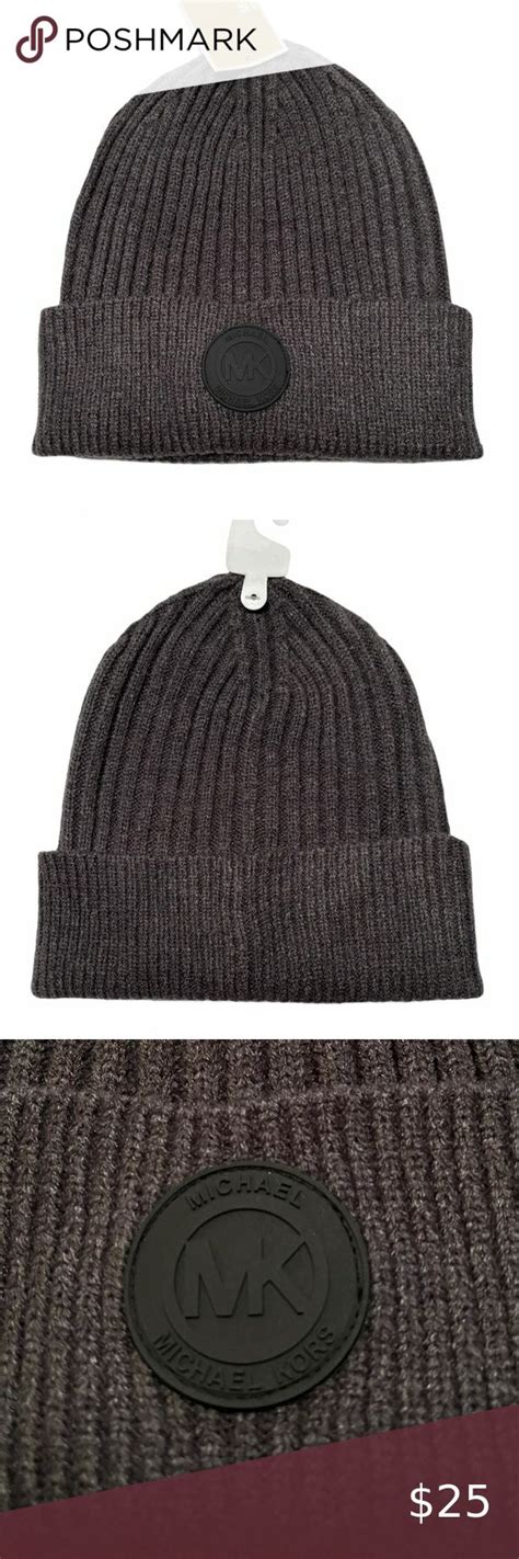 michael kors black beanie|ribbed knit beanie hat.